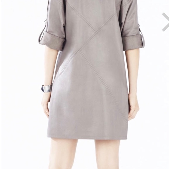 BCBG Yana Zip-Shoulder Faux-Leather Dress - Picture 4 of 7